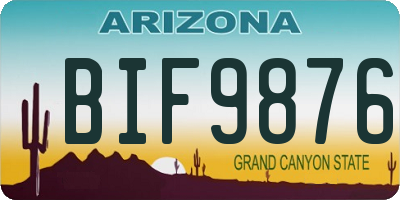 AZ license plate BIF9876
