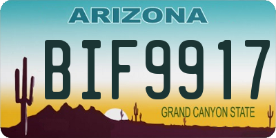AZ license plate BIF9917