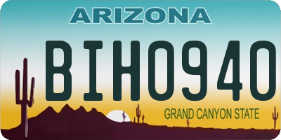 AZ license plate BIH0940