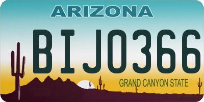 AZ license plate BIJ0366