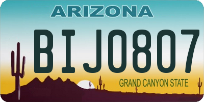 AZ license plate BIJ0807