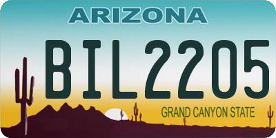 AZ license plate BIL2205