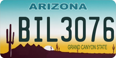 AZ license plate BIL3076