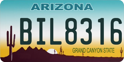 AZ license plate BIL8316