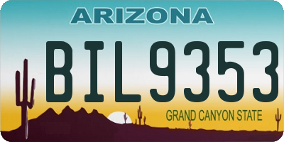 AZ license plate BIL9353