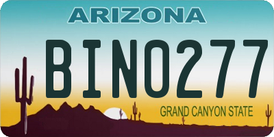 AZ license plate BIN0277