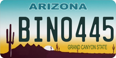 AZ license plate BIN0445