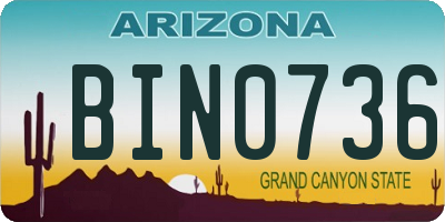 AZ license plate BIN0736