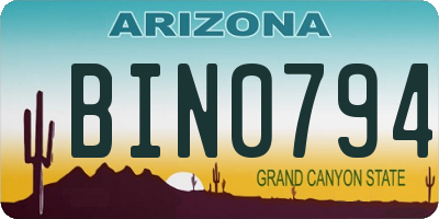 AZ license plate BIN0794