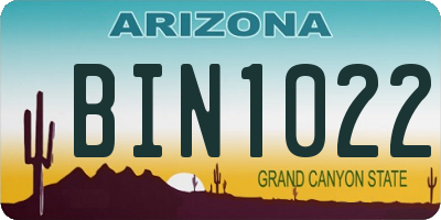 AZ license plate BIN1022