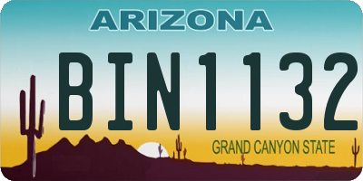 AZ license plate BIN1132