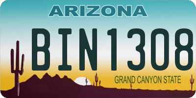 AZ license plate BIN1308