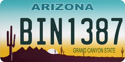 AZ license plate BIN1387