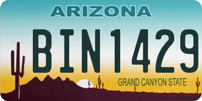 AZ license plate BIN1429
