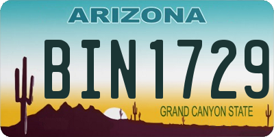 AZ license plate BIN1729