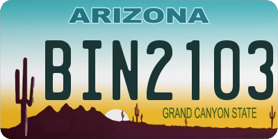 AZ license plate BIN2103
