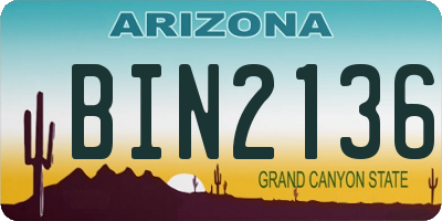 AZ license plate BIN2136