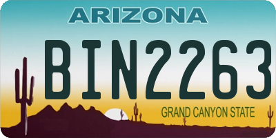 AZ license plate BIN2263