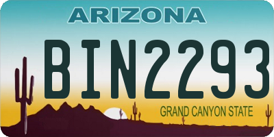 AZ license plate BIN2293
