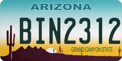 AZ license plate BIN2312
