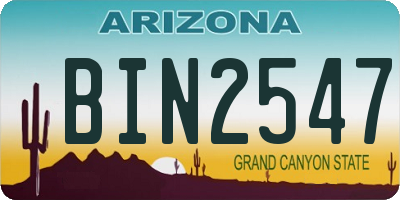 AZ license plate BIN2547