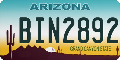 AZ license plate BIN2892