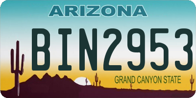 AZ license plate BIN2953
