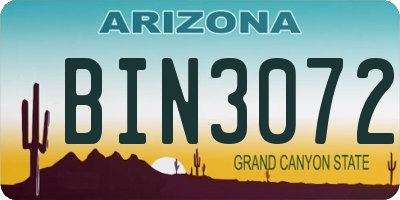 AZ license plate BIN3072
