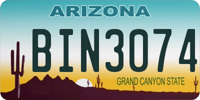 AZ license plate BIN3074