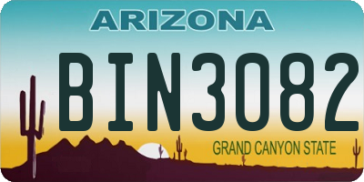 AZ license plate BIN3082