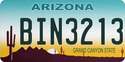AZ license plate BIN3213