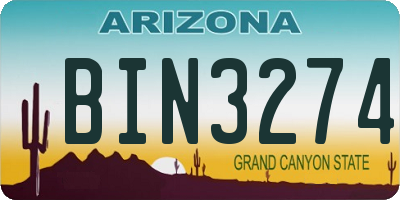 AZ license plate BIN3274