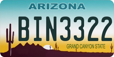 AZ license plate BIN3322