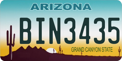 AZ license plate BIN3435