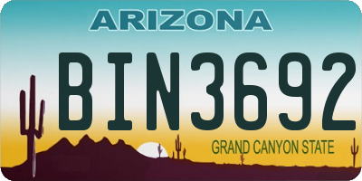 AZ license plate BIN3692