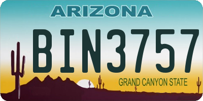 AZ license plate BIN3757