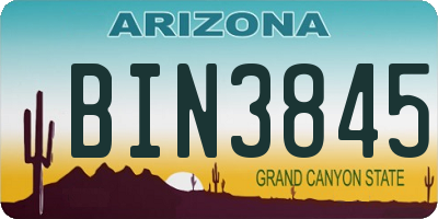 AZ license plate BIN3845