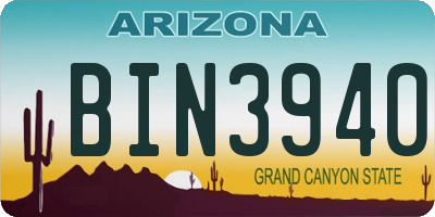 AZ license plate BIN3940