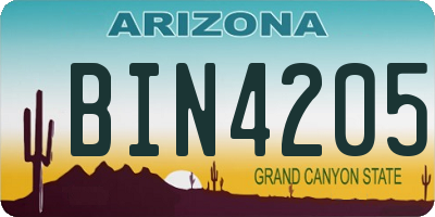 AZ license plate BIN4205