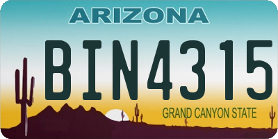 AZ license plate BIN4315