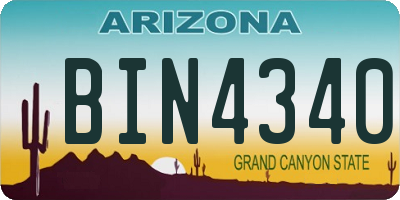 AZ license plate BIN4340