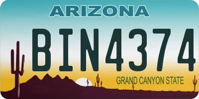 AZ license plate BIN4374