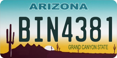 AZ license plate BIN4381