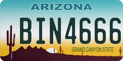 AZ license plate BIN4666