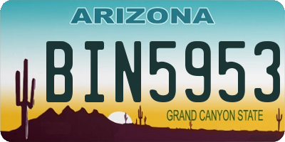 AZ license plate BIN5953