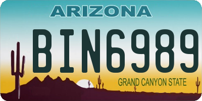 AZ license plate BIN6989