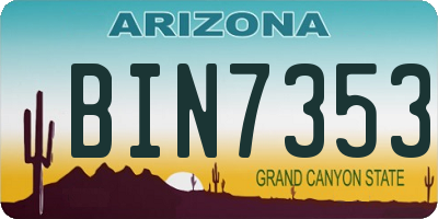 AZ license plate BIN7353