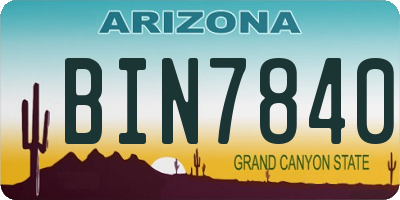 AZ license plate BIN7840