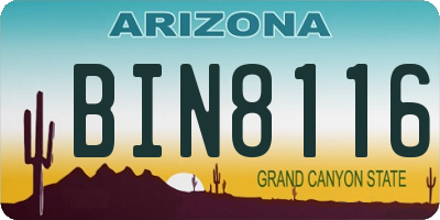 AZ license plate BIN8116