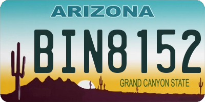 AZ license plate BIN8152